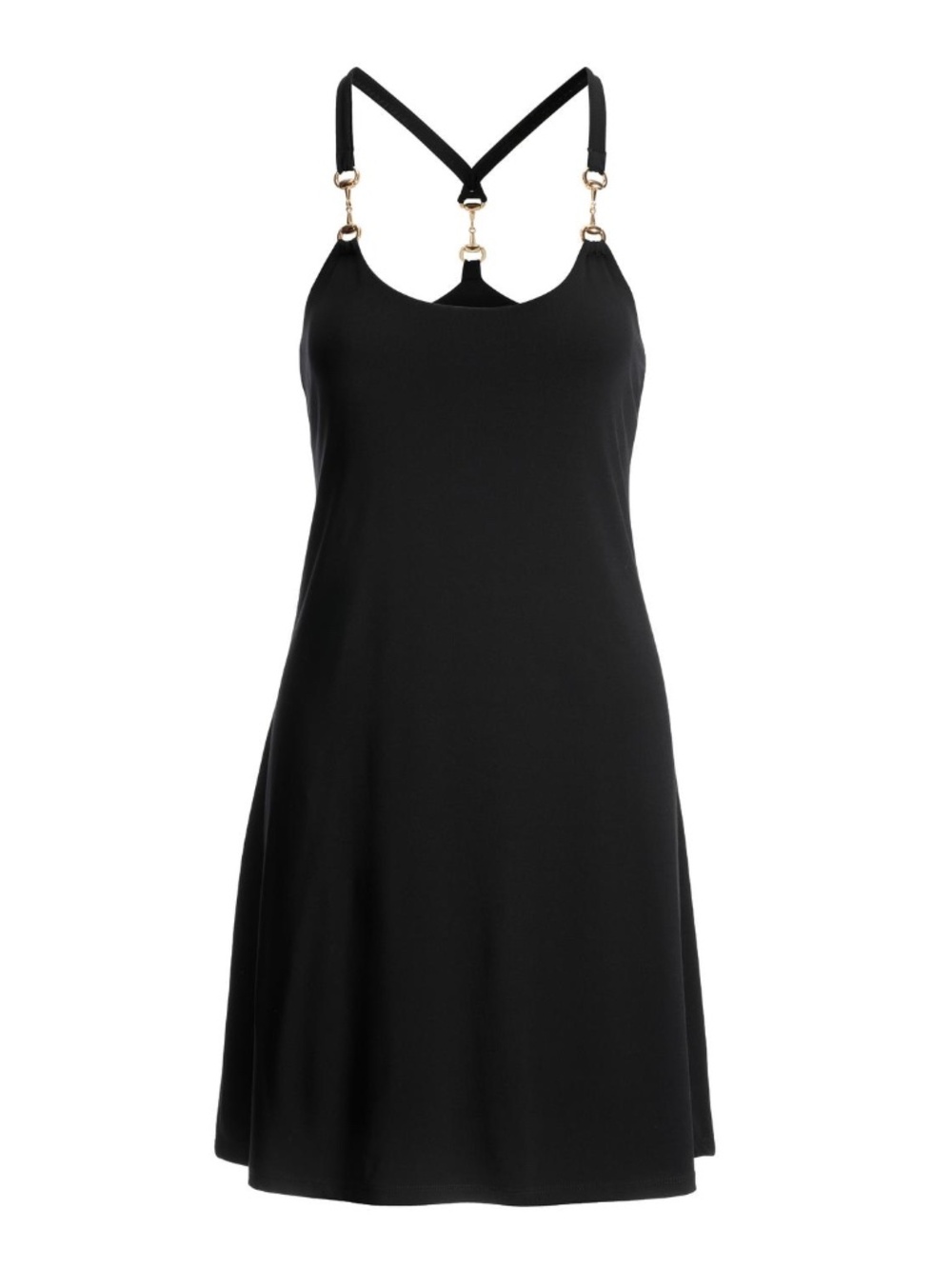 Boston Proper Black Mini Dress with Gold Hardware – Size 2